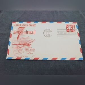 Vintage 1960 Airmail 7c First Day Cover Fire Red Jet Portland Oregon